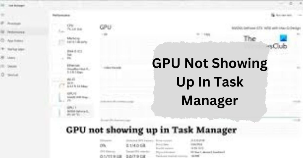 GPU Not Showing Up In Task Manager